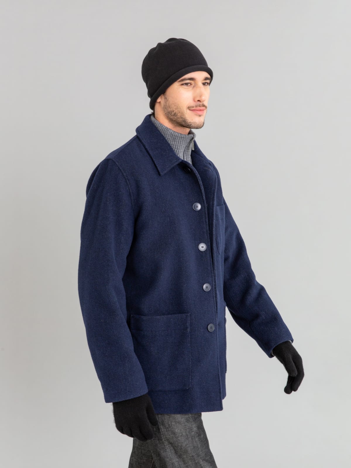 navy blue wool velvet workwear jacket navy blue wool velvet workwear jacket
