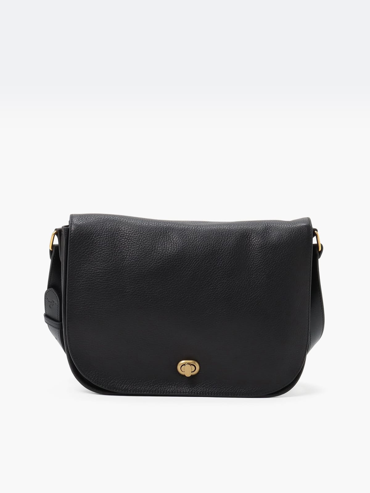 black grained leather shoulder bag with turn lock