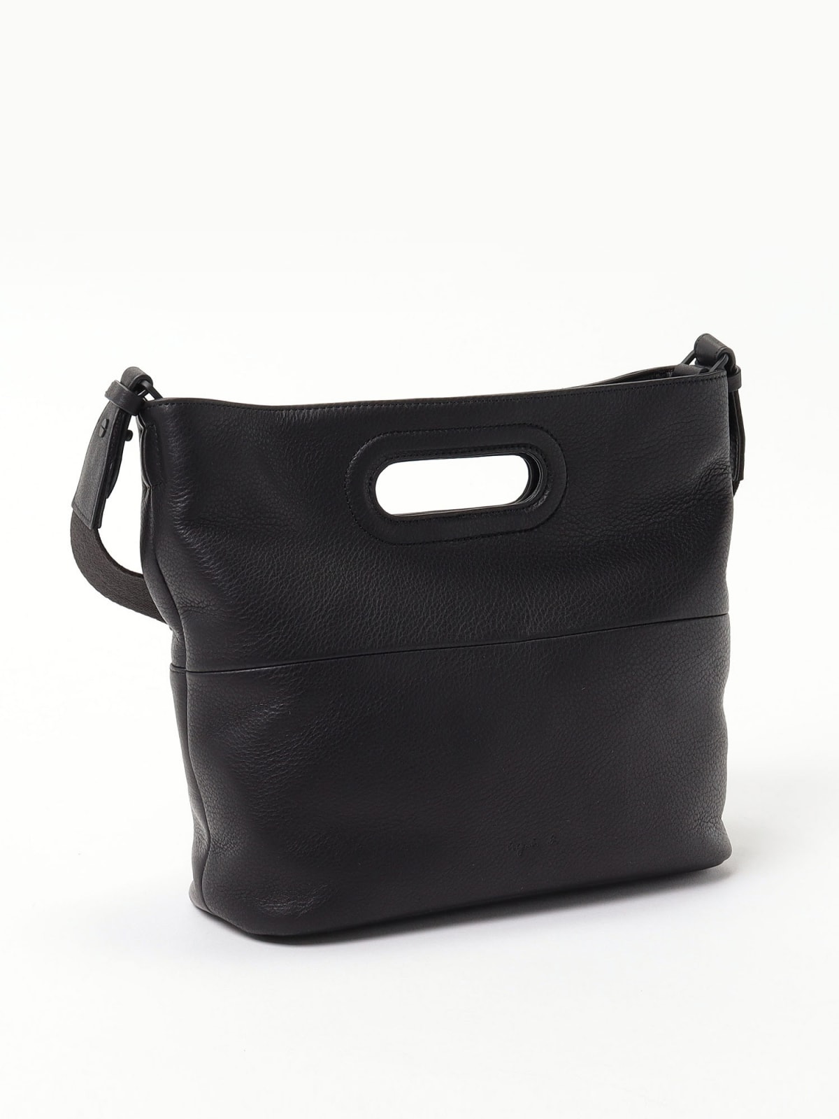 black small square grained leather shoulder bag image number 2