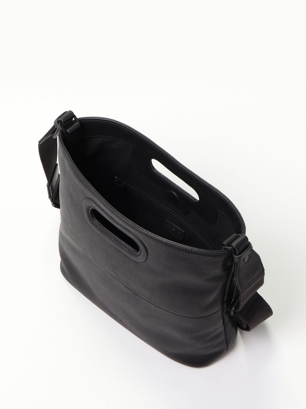 black small square grained leather shoulder bag image number 3