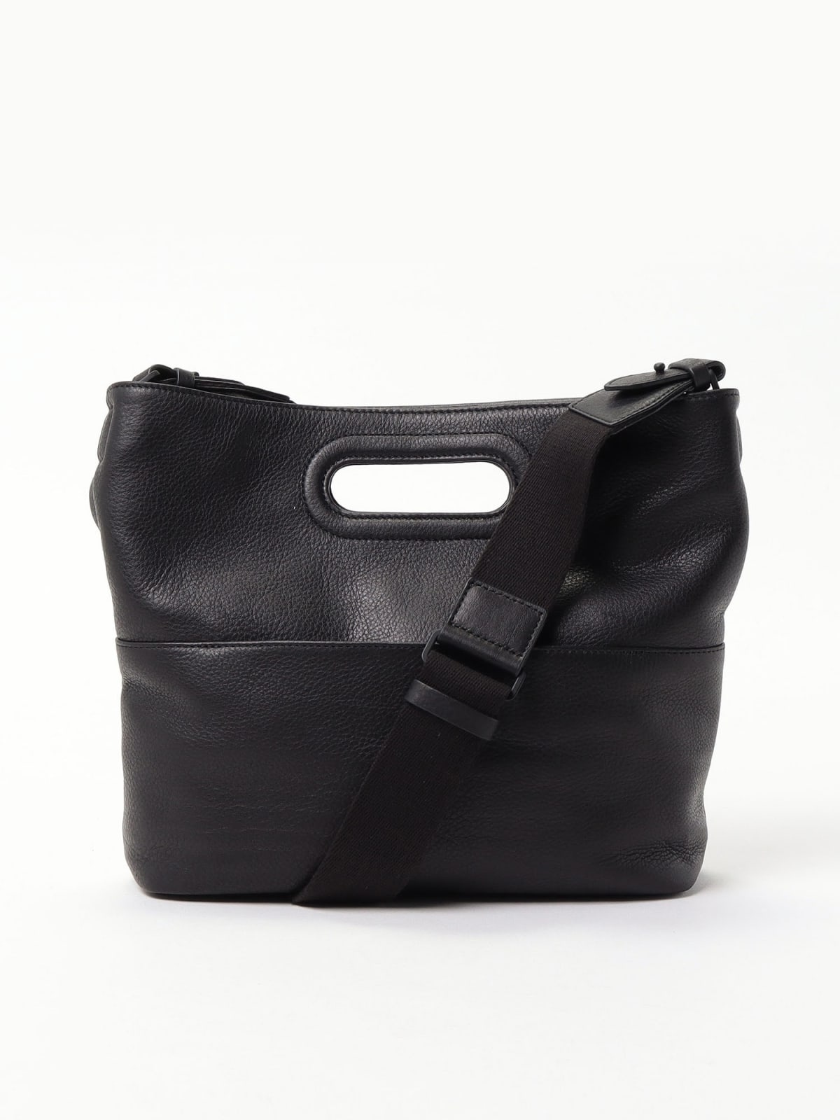 black small square grained leather shoulder bag image number 1