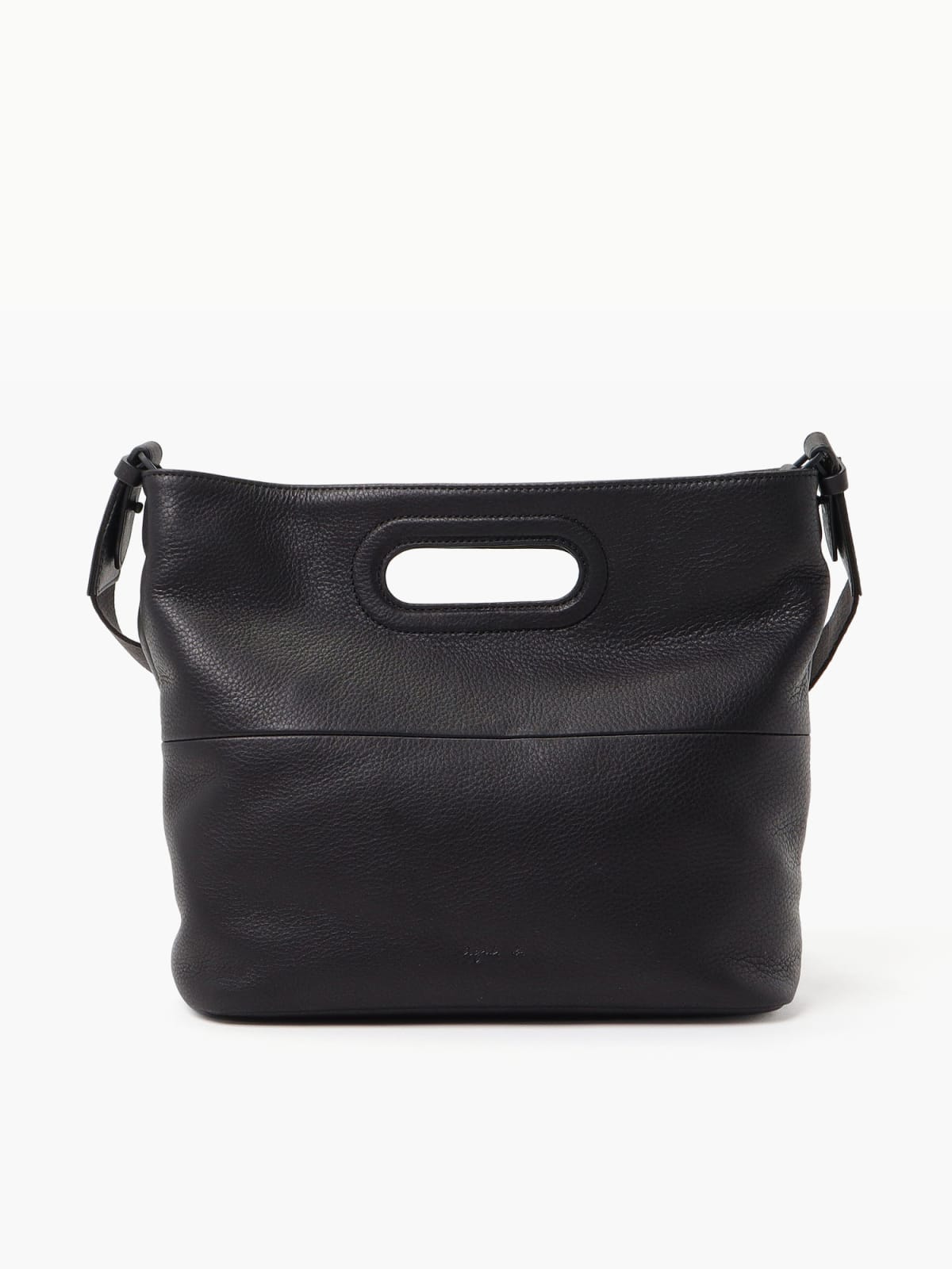 black small square grained leather shoulder bag image number 0