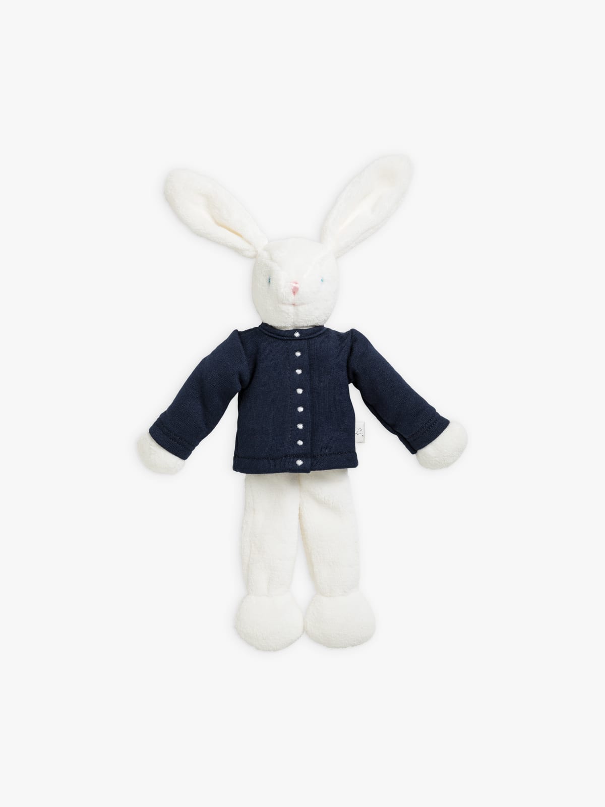 doudou lapin à cardigan pression bleu nuit