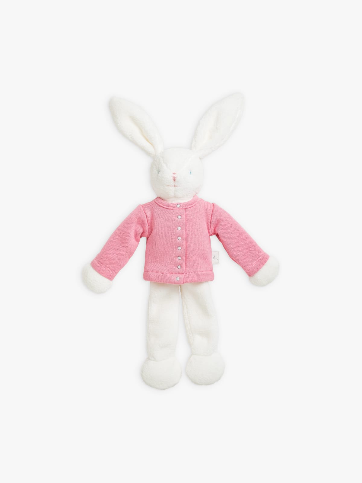 doudou lapin à cardigan pression rose