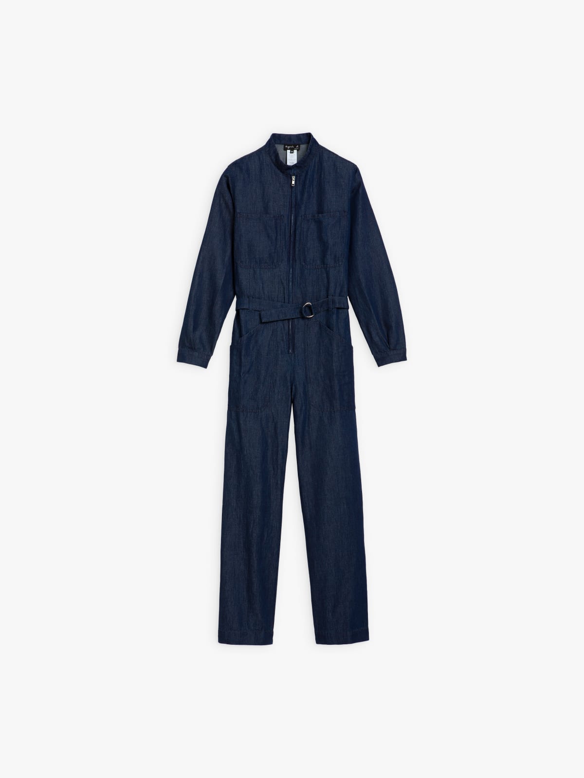 blue cotton and linen denim jumpsuit