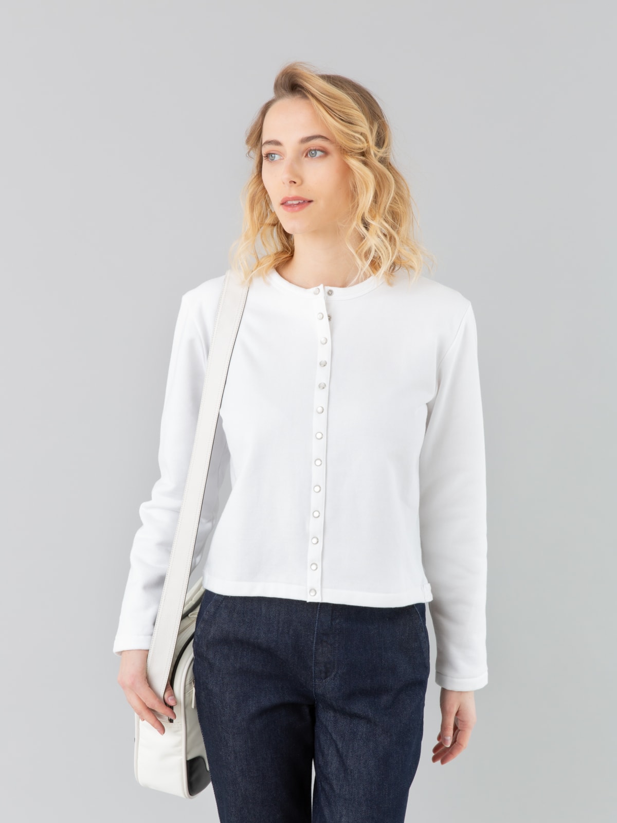 white Le Classique snap cardigan