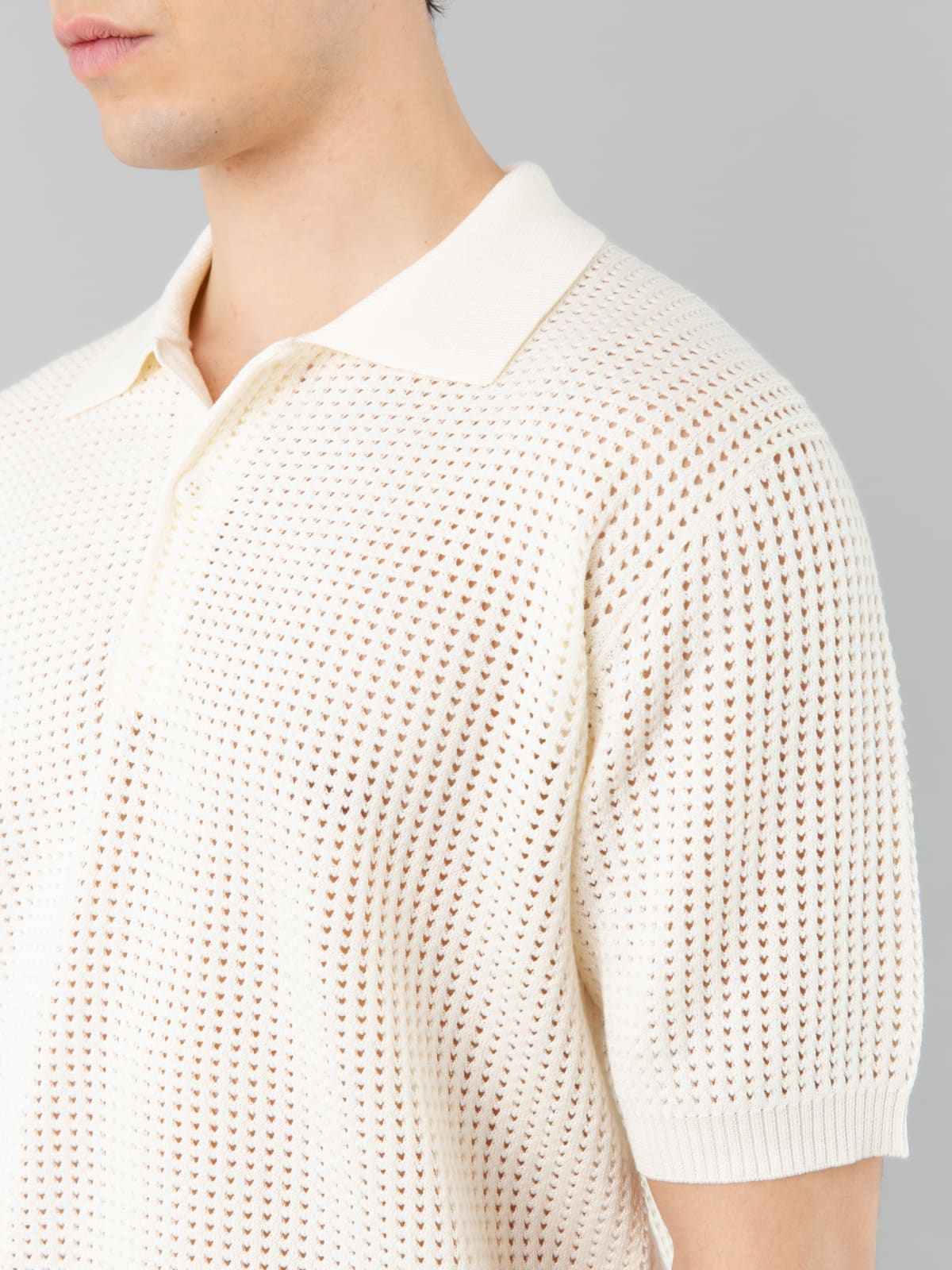 off white fishnet knit Copains polo shirt off white fishnet knit Copains polo shirt