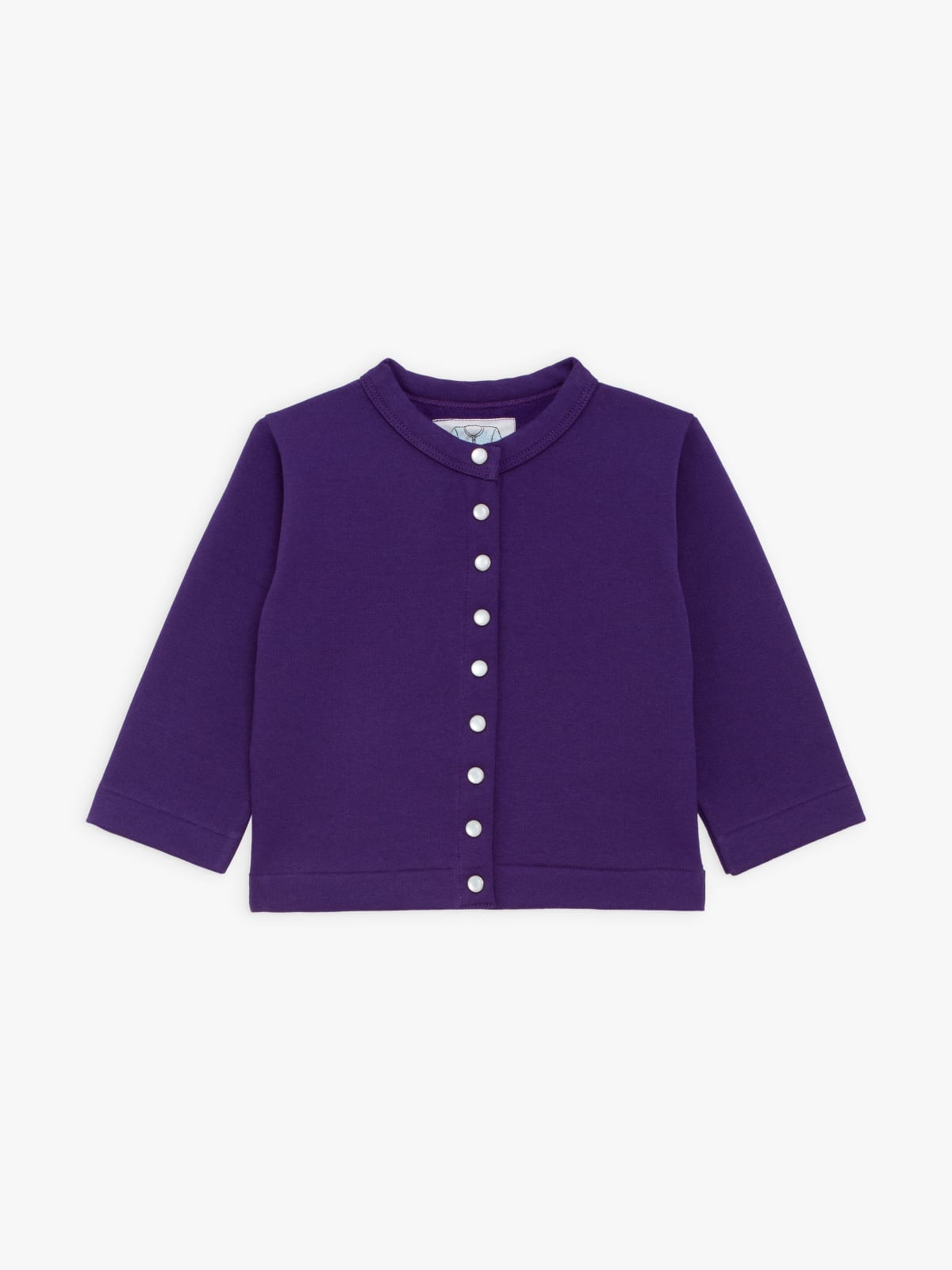 dark purple baby cotton fleece snap cardigan