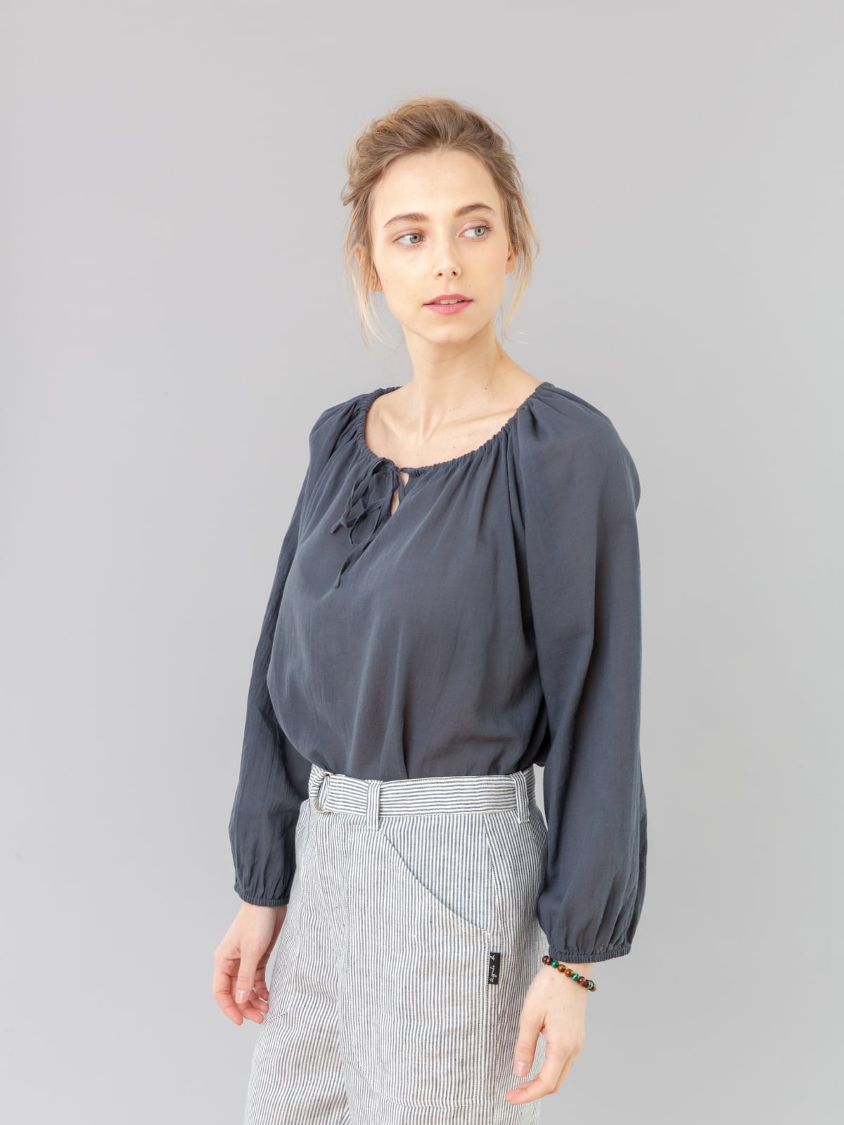 grey cheesecloth Pacha blouse image number 3