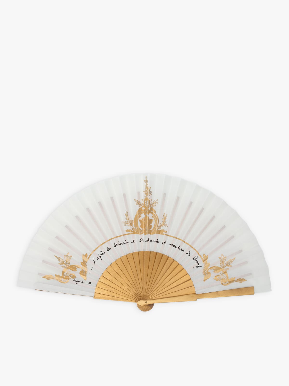 off white and golden agnès b. Versailles folding fan image number 0