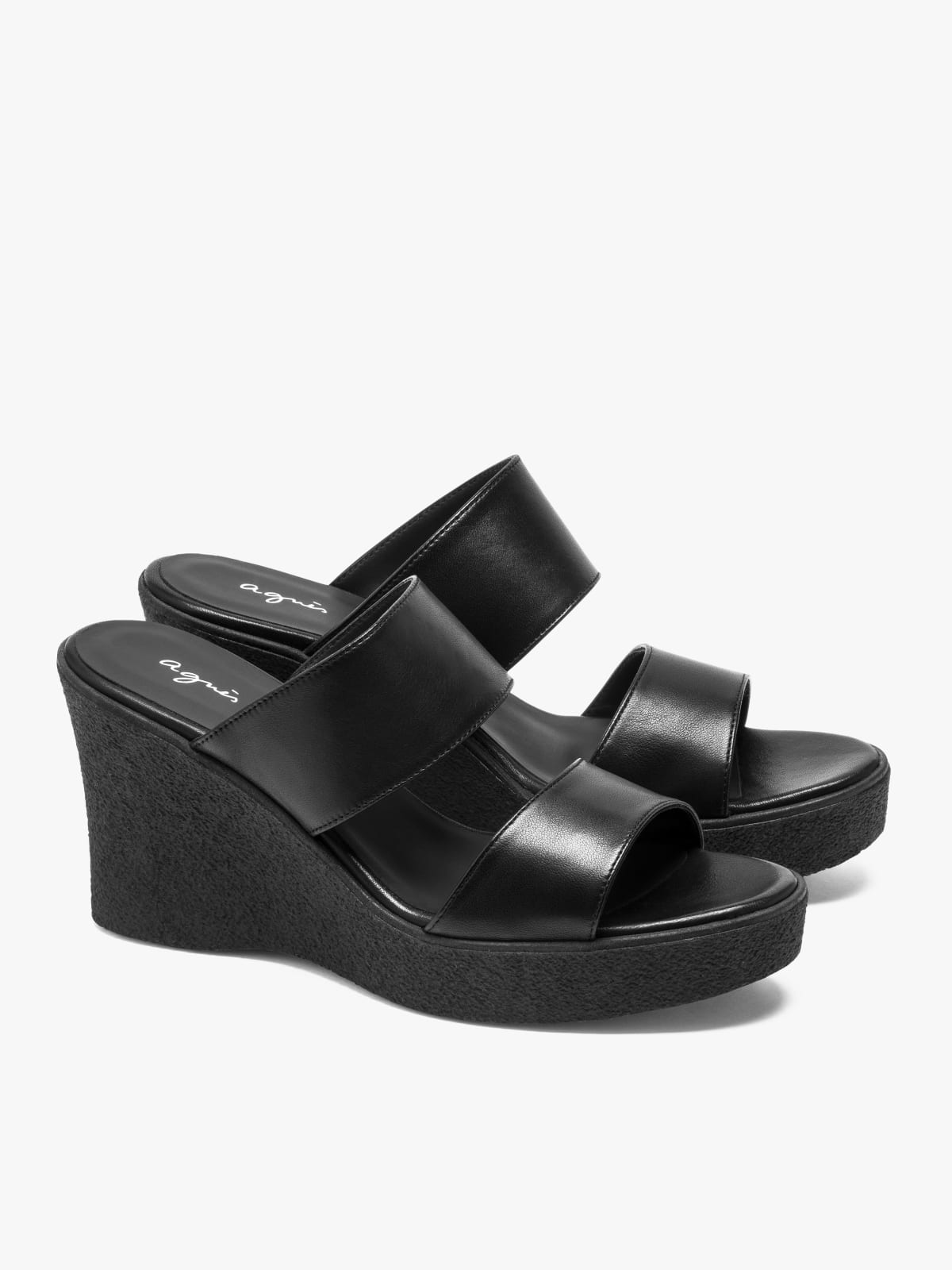 black leather Annaflore slide sandals