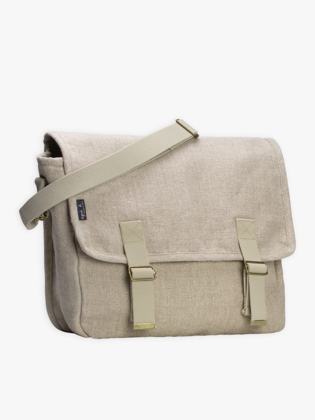 beige linen Maël messenger bag