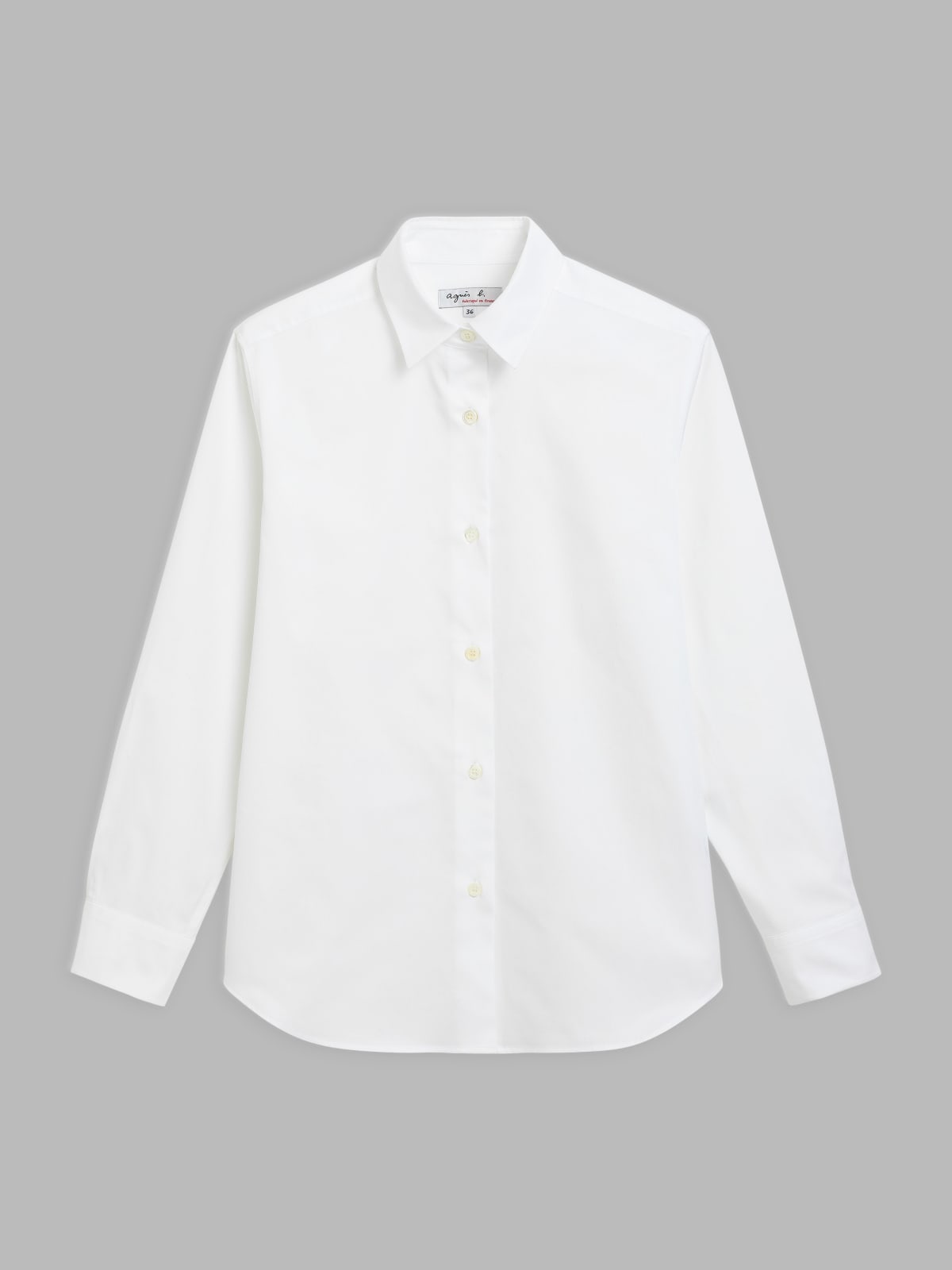 white cotton long-sleeved twill shirt