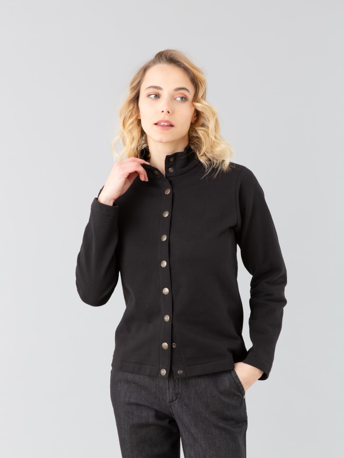 black Yvan snap cardigan