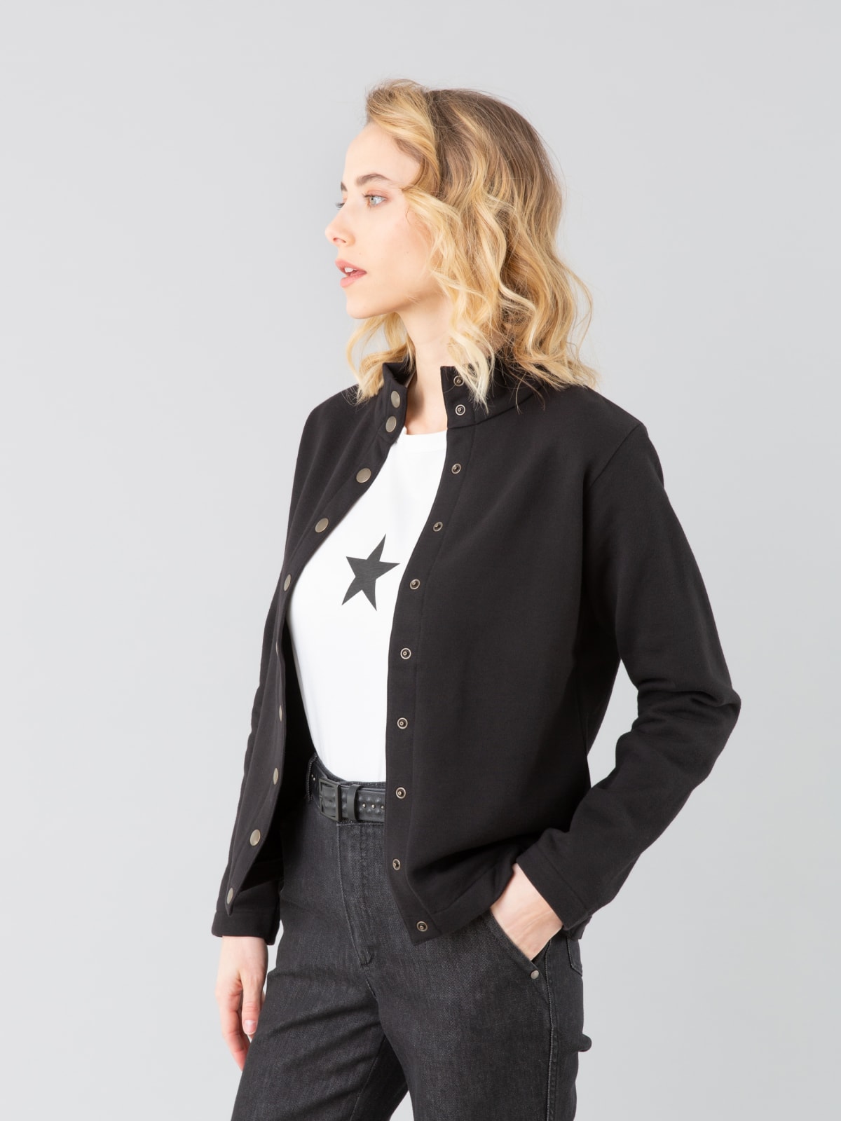 black Yvan snap cardigan