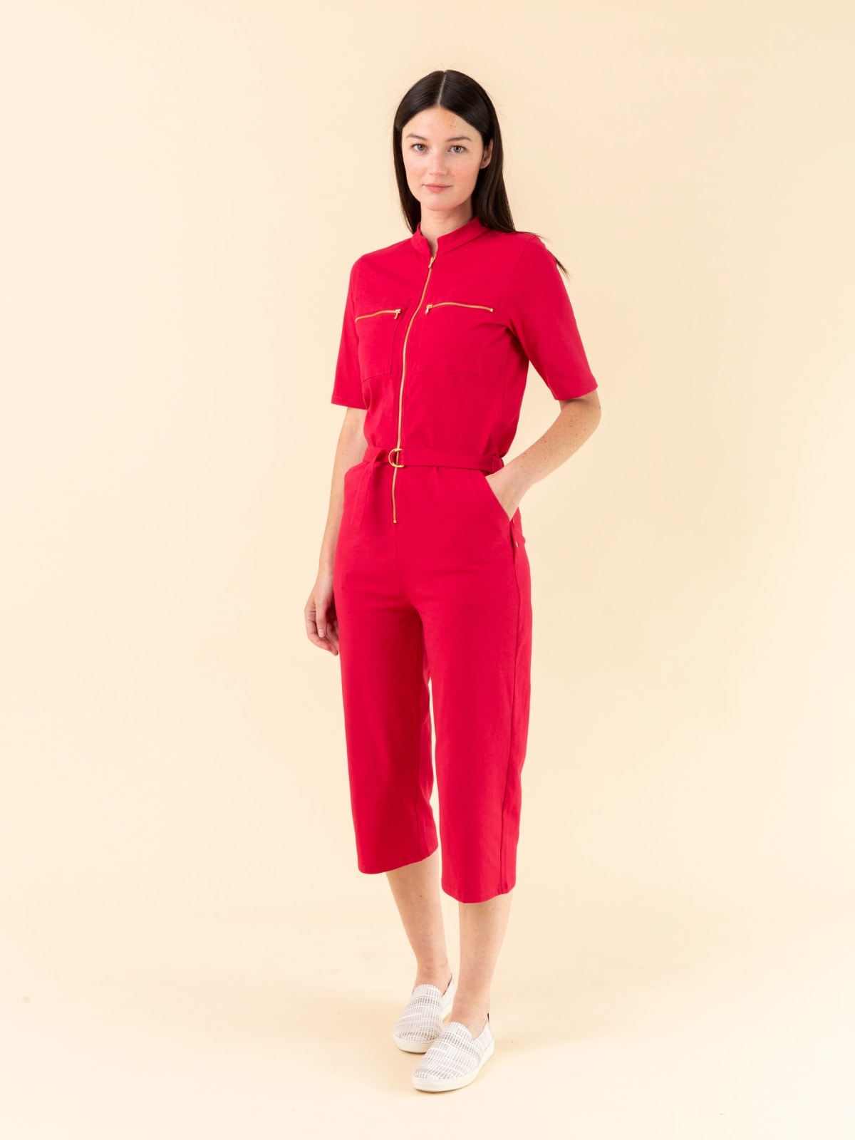 raspberry pink jersey Handy mid-length jumpsuit