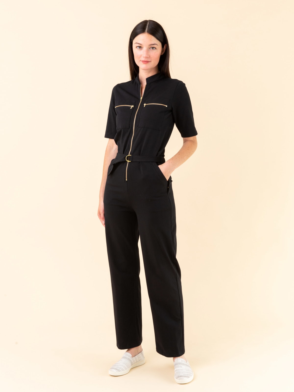 black jersey Handy long jumpsuit