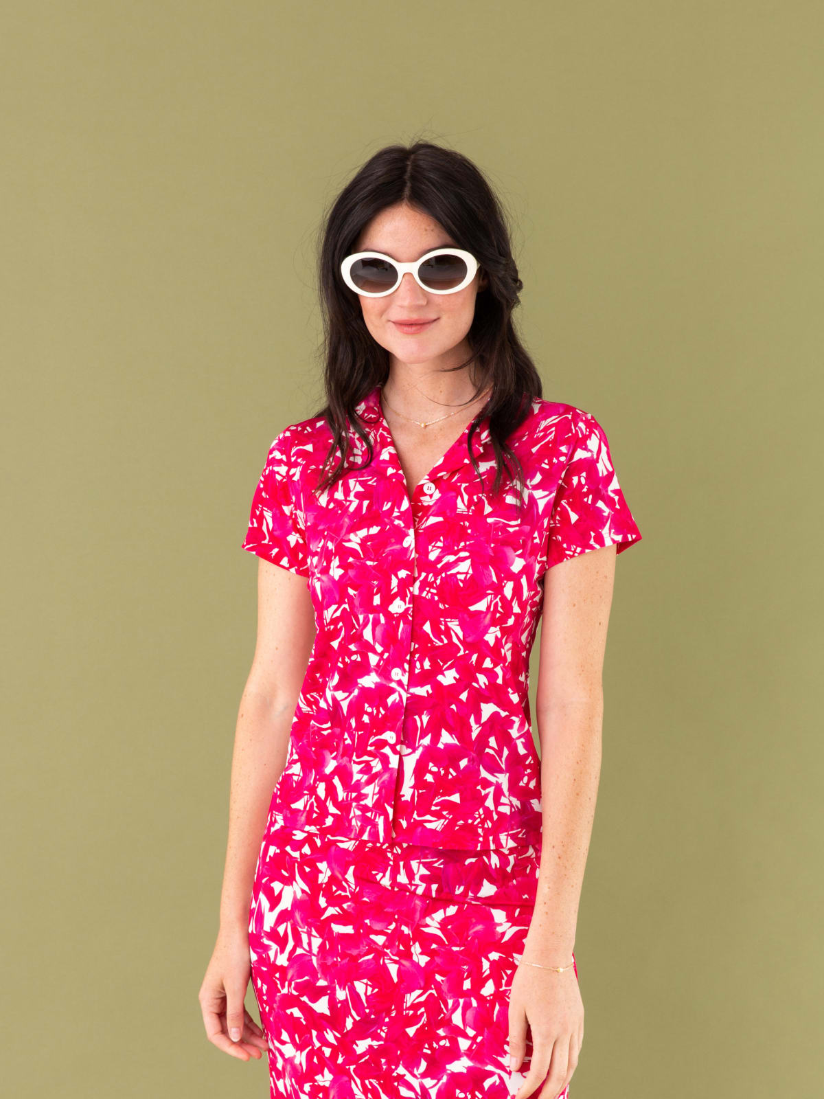 pink peony print Violaine shirt