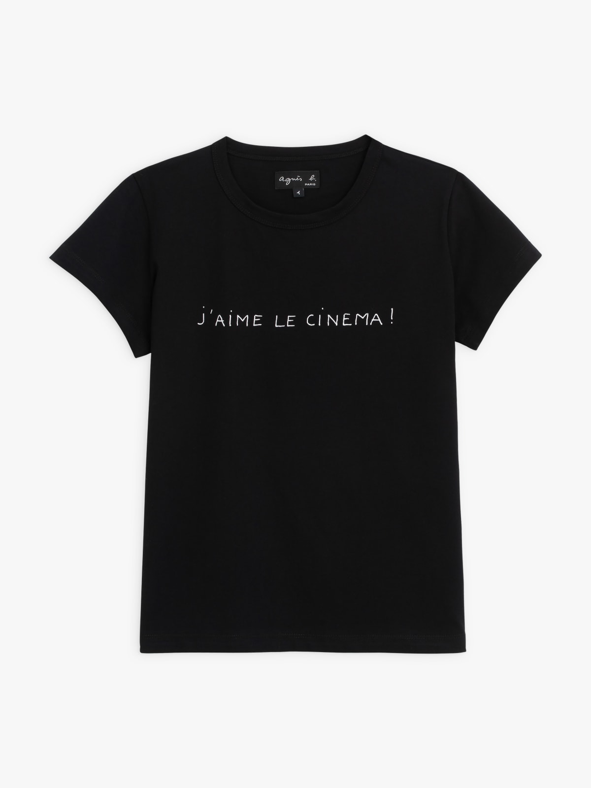 black cotton Brando t-shirt with "J'aime le cinema" (I love cinema) print