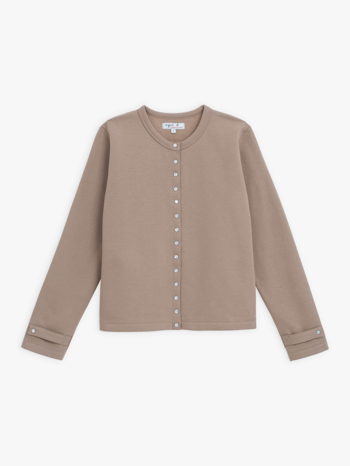 beige cotton fleece Rosana snap cardigan