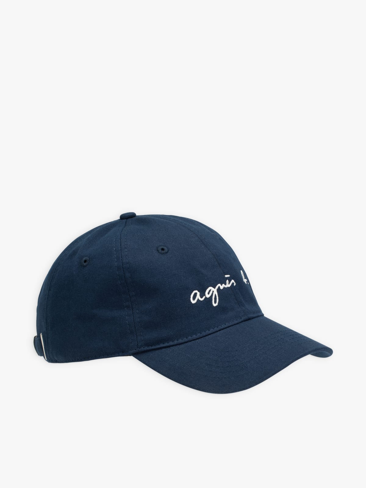 navy blue embroidered "agnès b." cap