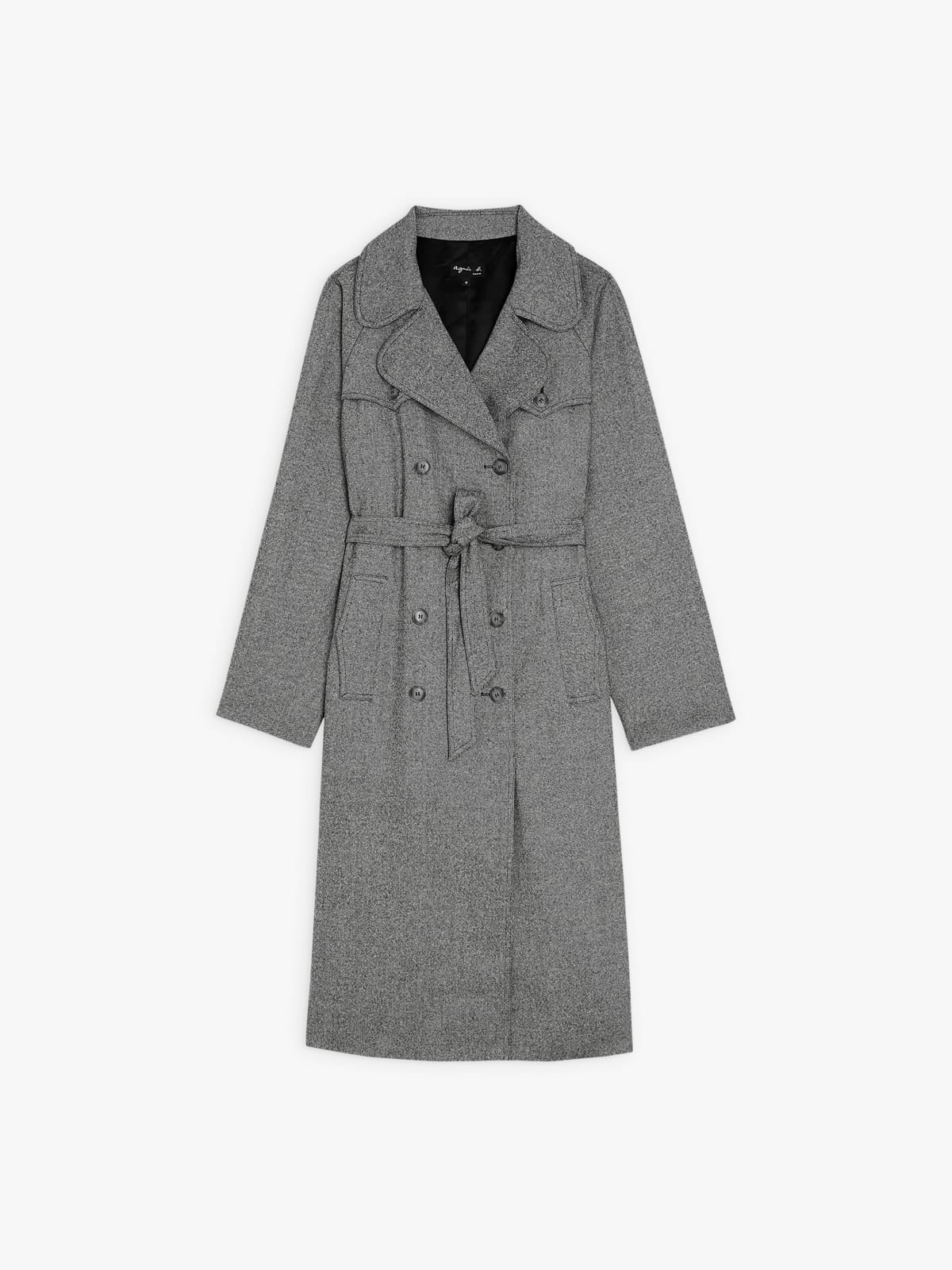 Mr. Porte tweed trench coat with raglan sleeves