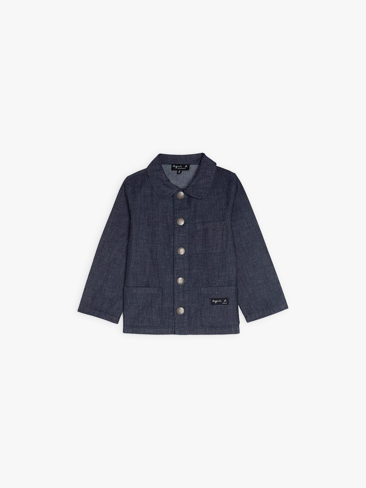 snap jacket in raw blue denim