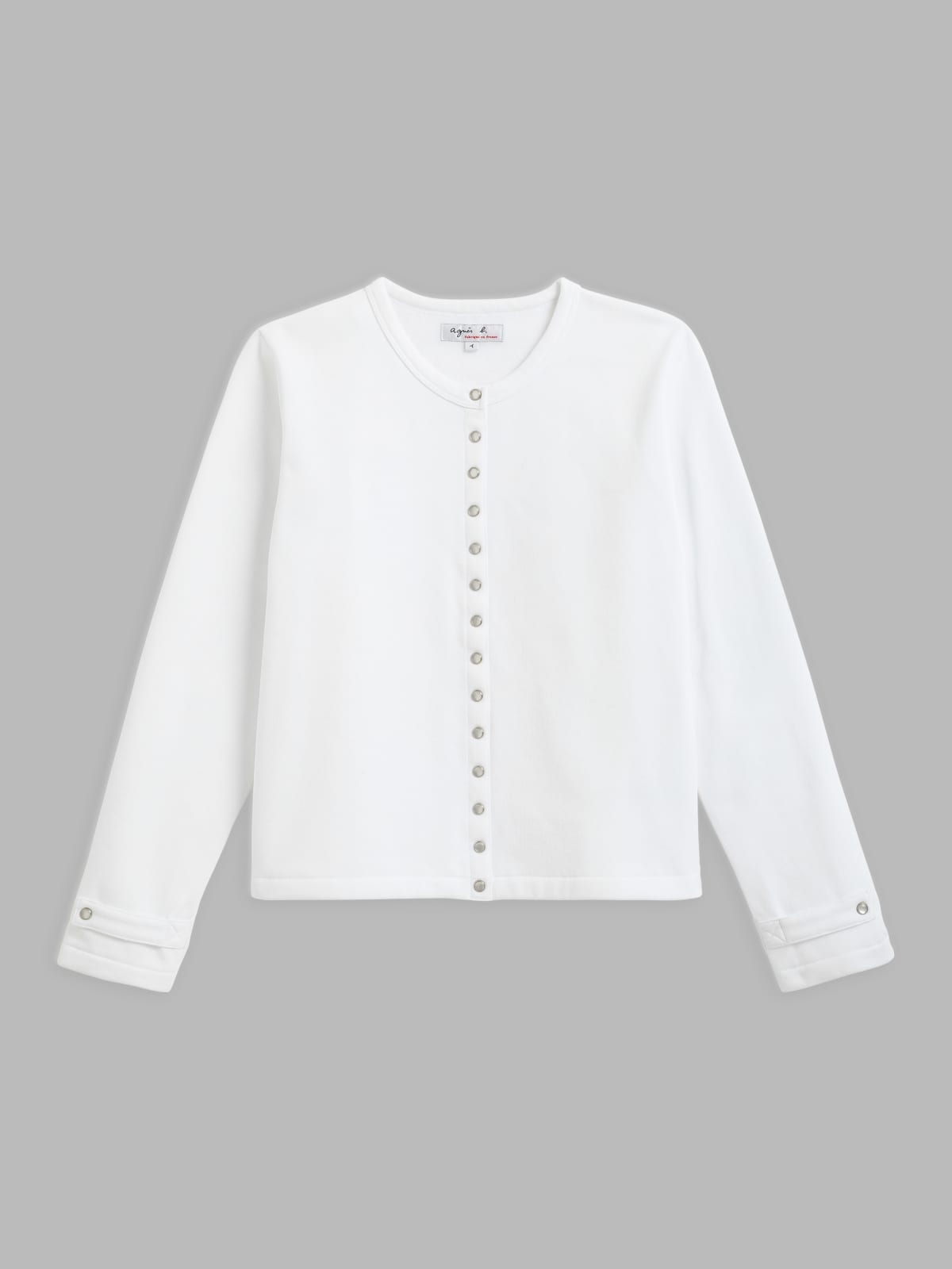 white cotton fleece Rosana snap cardigan