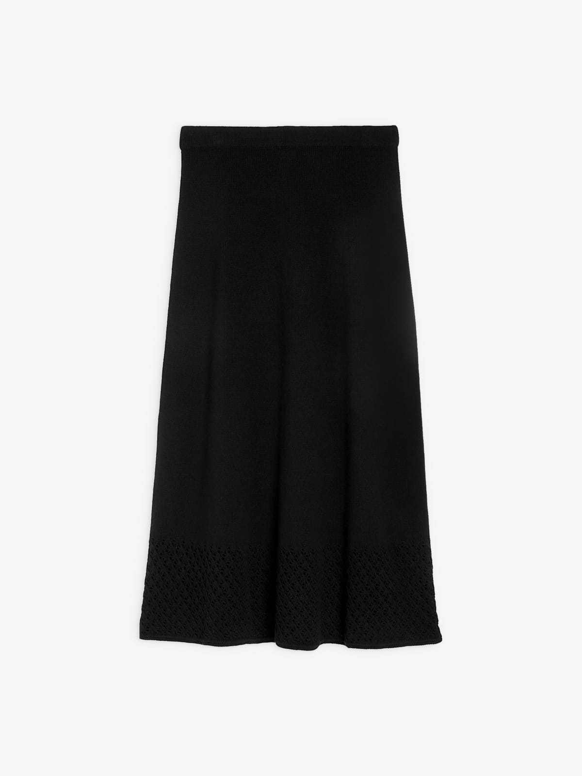 black skirt in merino wool jersey and cashmere