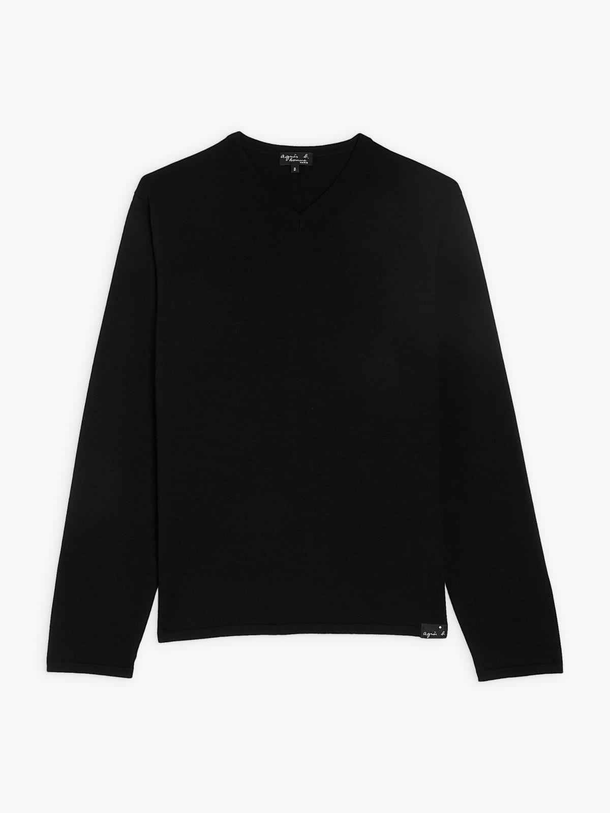 black merino wool V-neck sweater