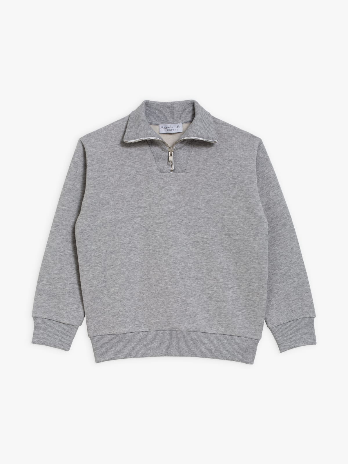 Zip molted grey fleece sweatshirt