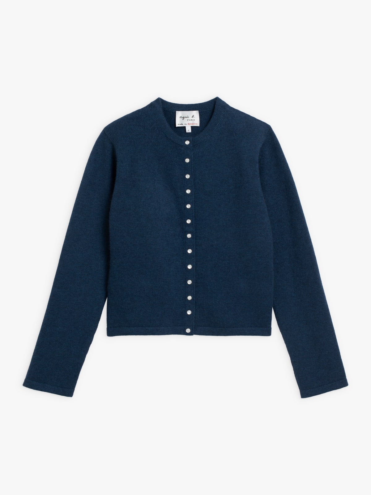 blue "12 ans" pure cashmere snap cardigan