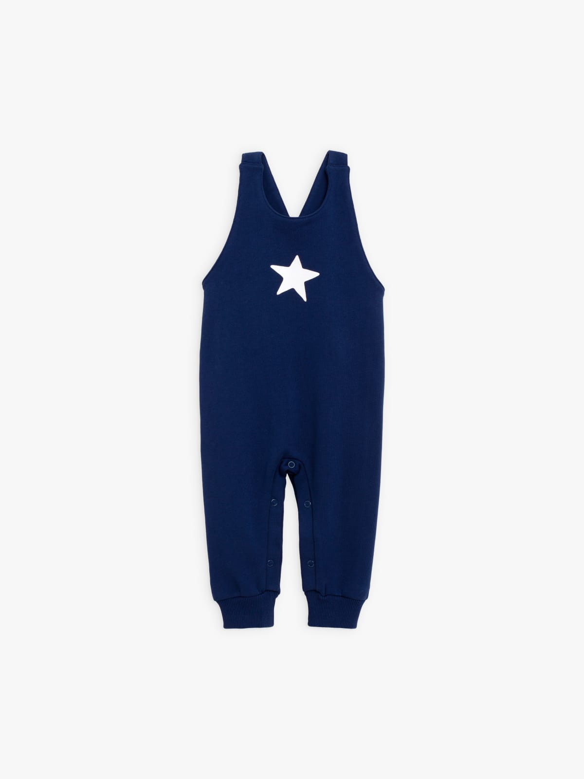 navy bleu Pam dungarees in cotton fleece with "star" screen print