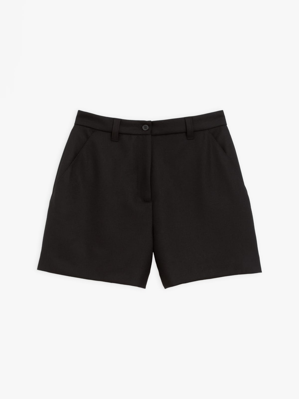 black wool gabardine shorts