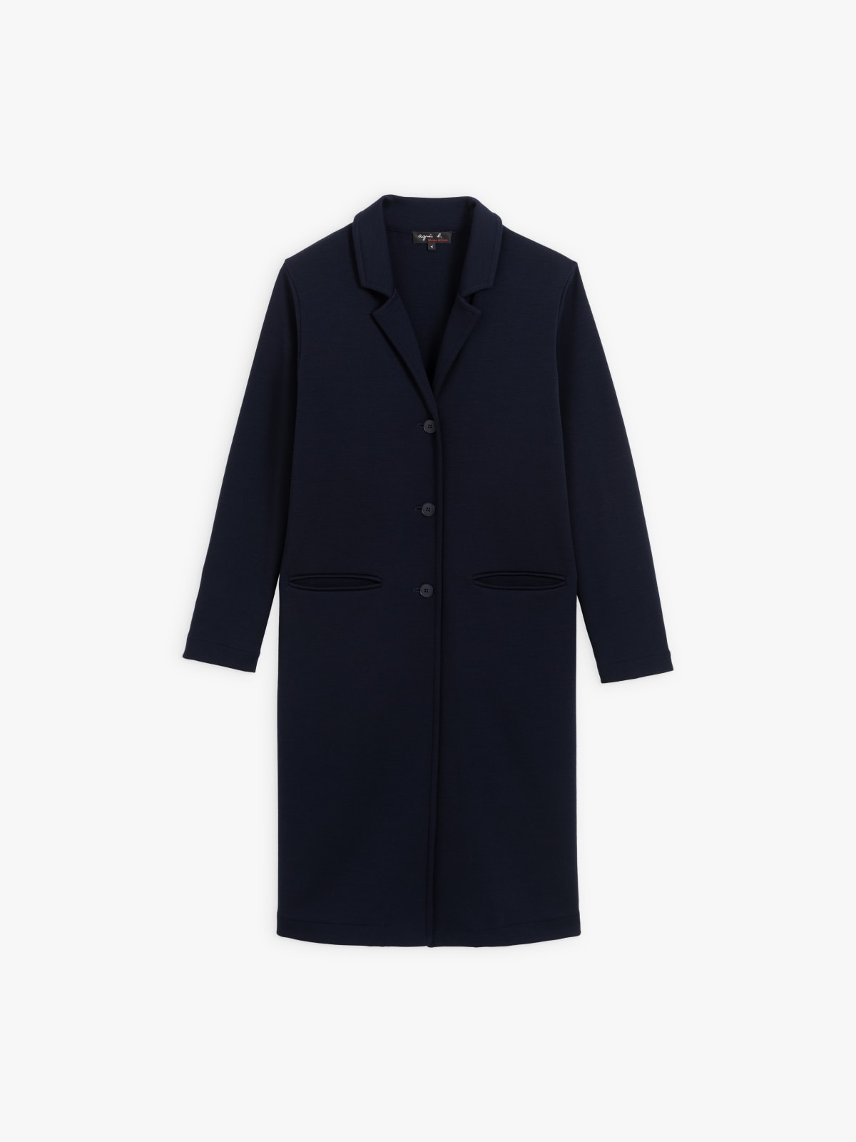 midnight blue wool jersey shadow coat