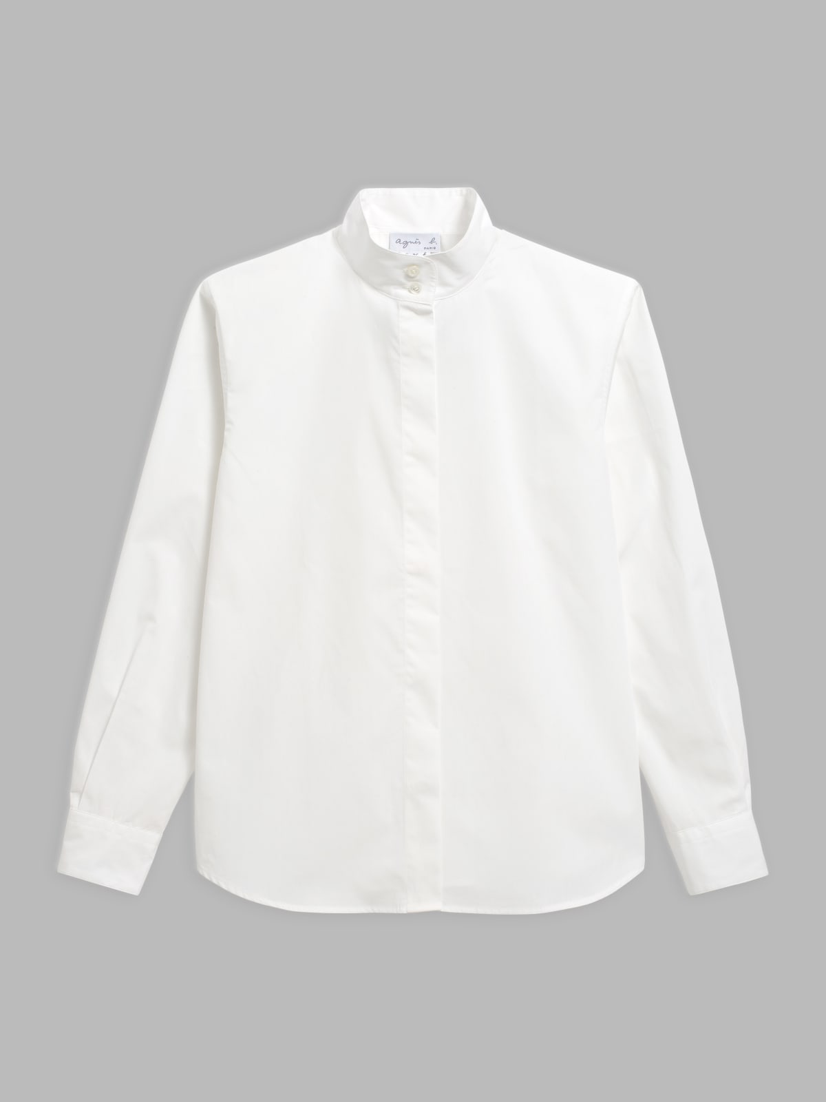 Chemise Étienne en coton blanc col montant