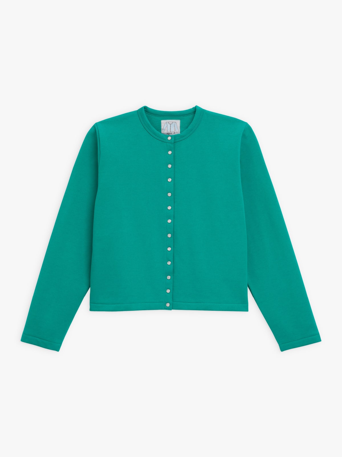 green Le Classique fleece snap cardigan