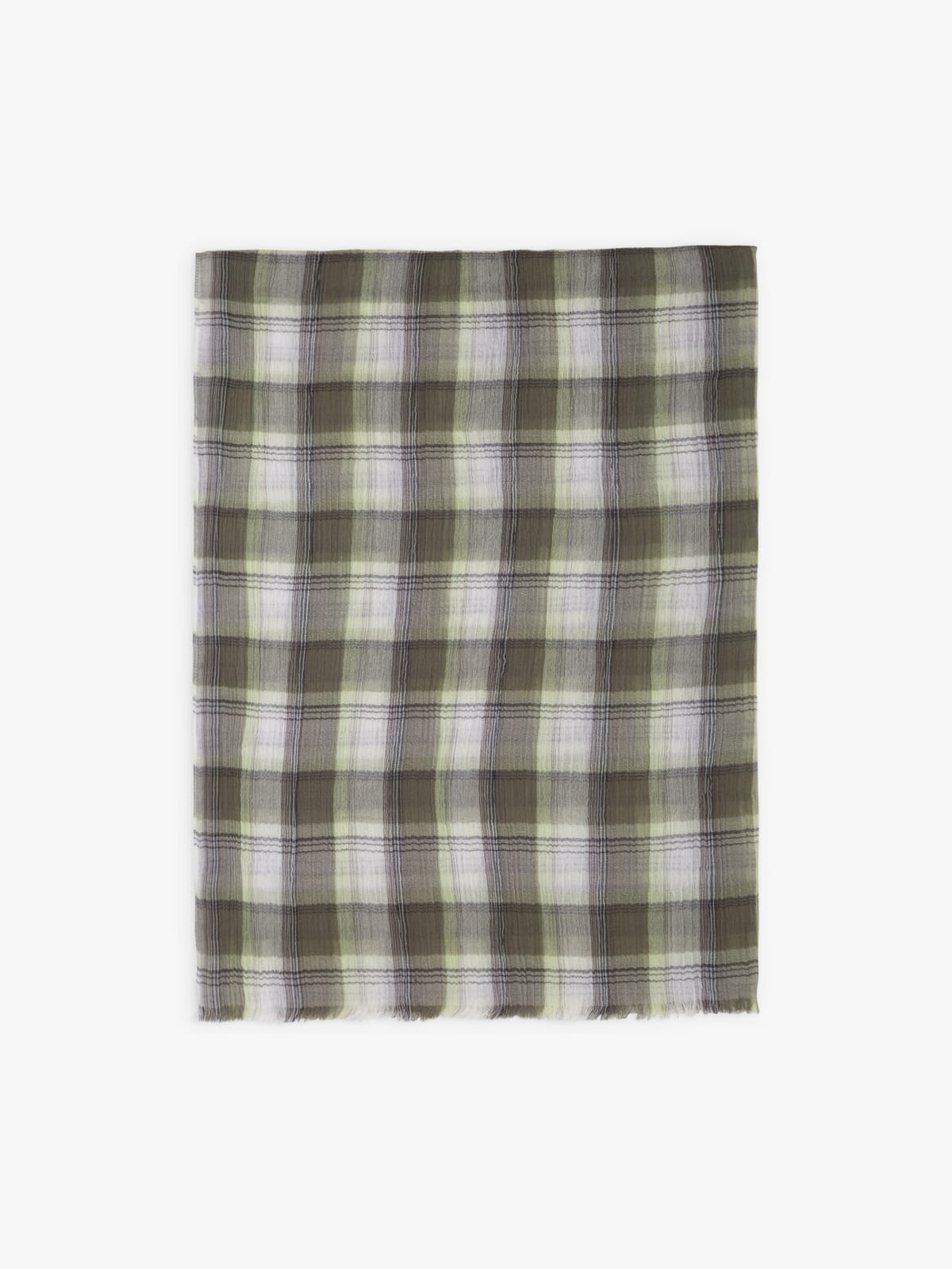 green Vassilis checked scarf in cotton voile crepe