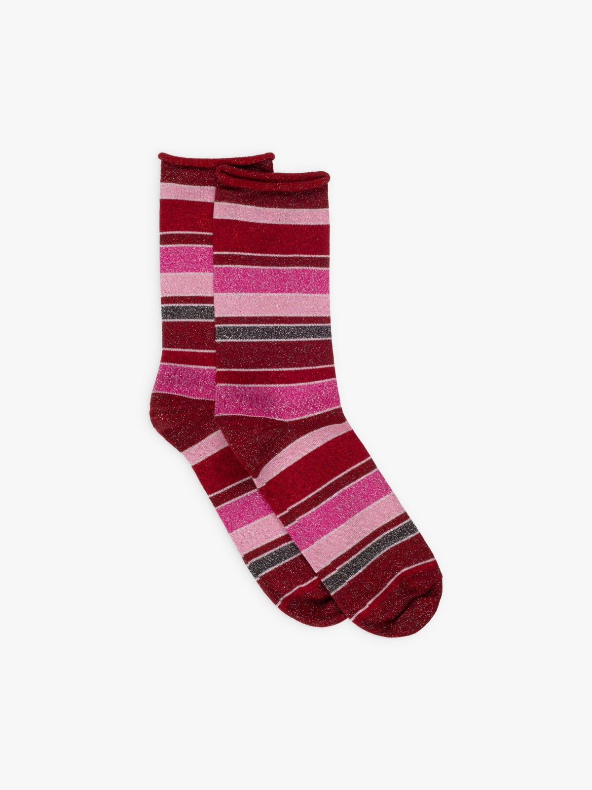 pink and red Lexi striped lurex socks image number 0