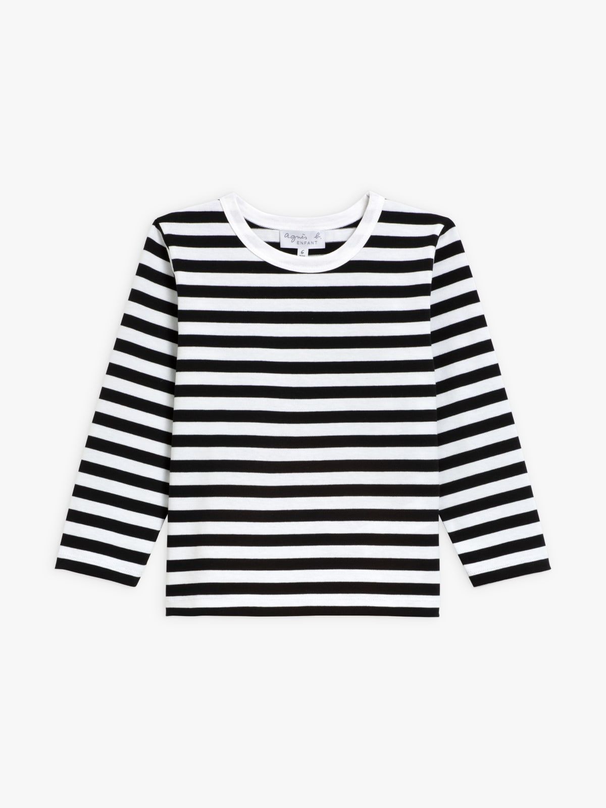 Coulos long-sleeved cotton t-shirt with black and white stripes