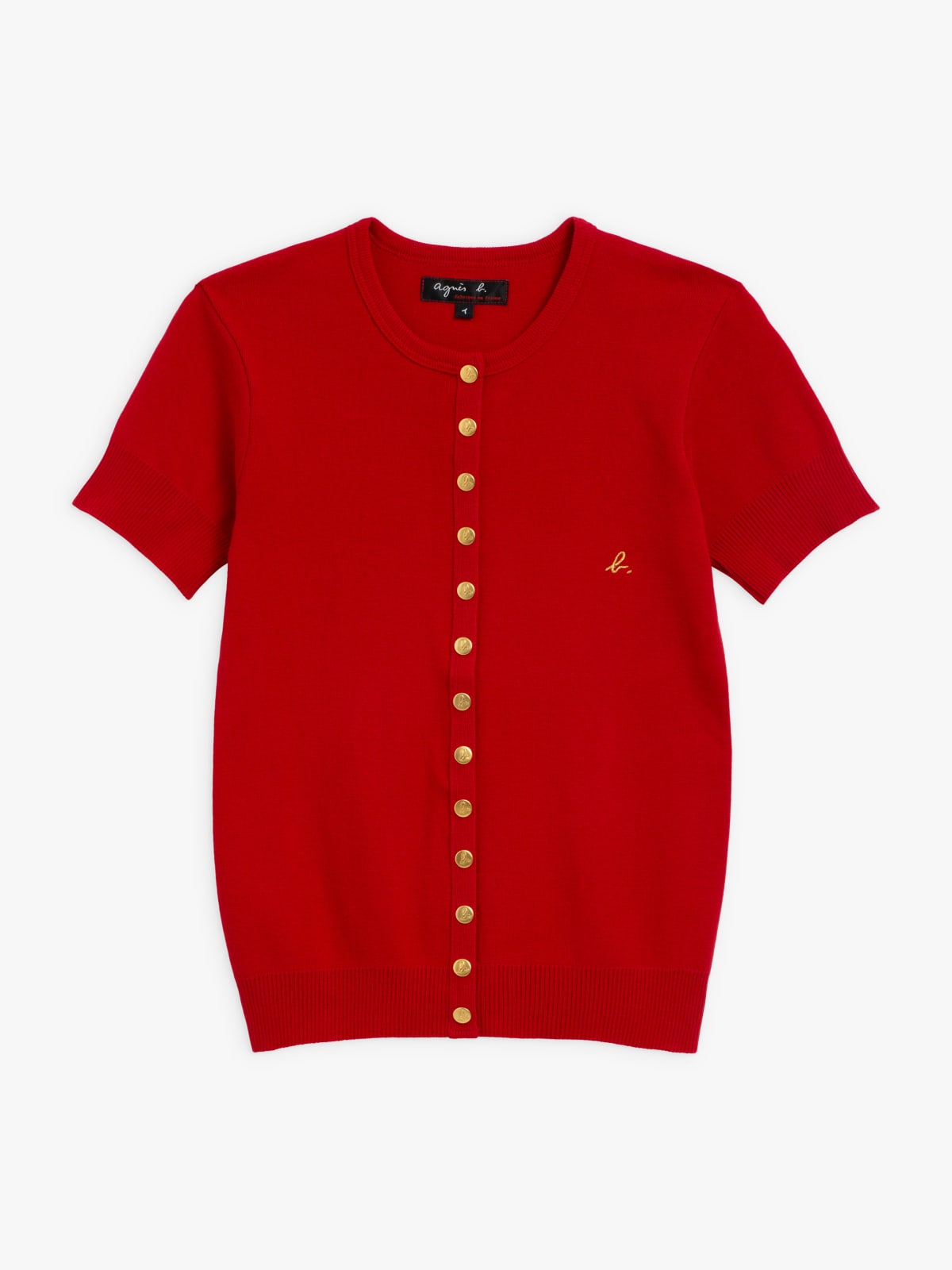 red Swing short-sleeve cotton snap cardigan