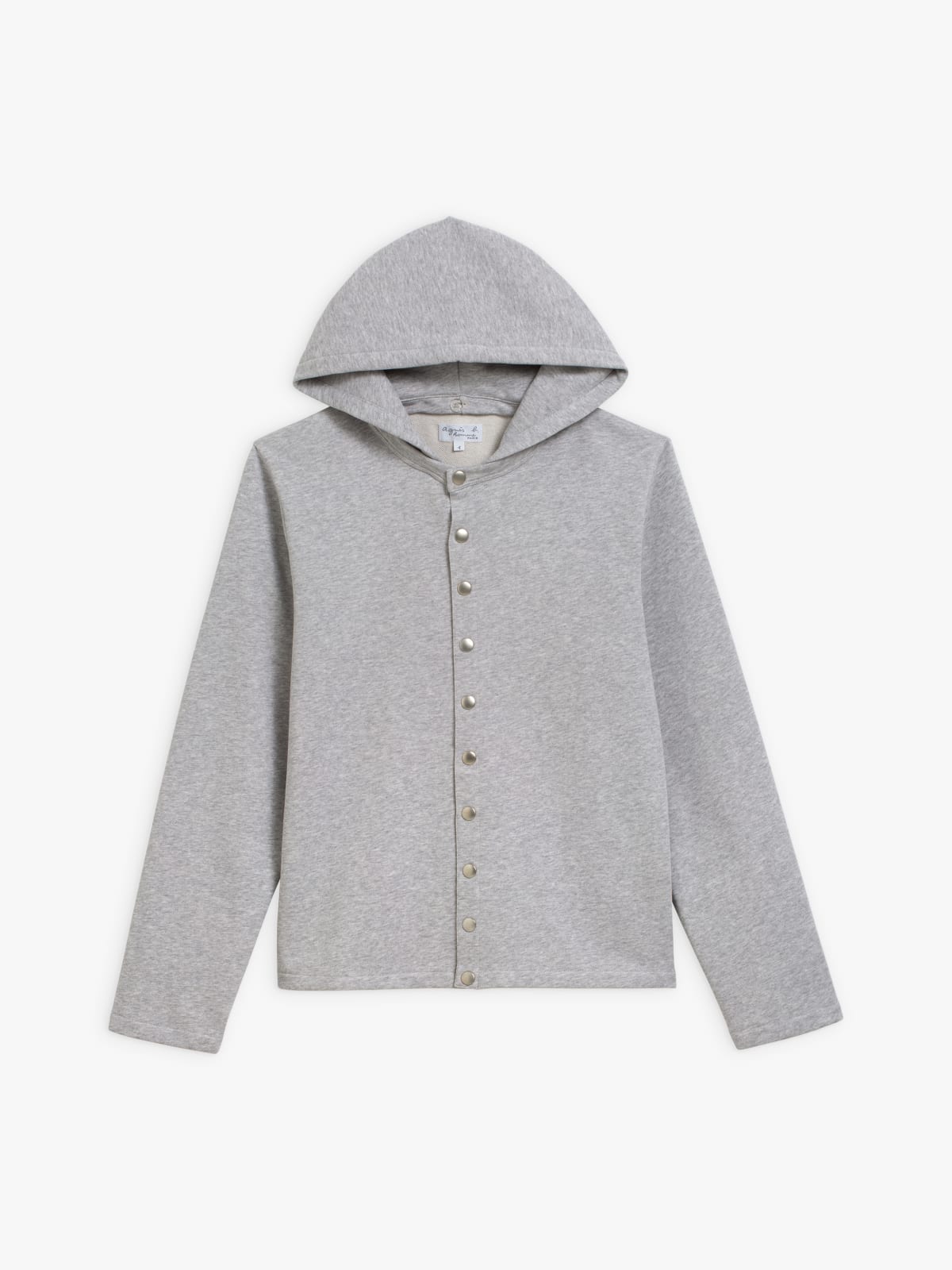 grey hooded snap cardigan