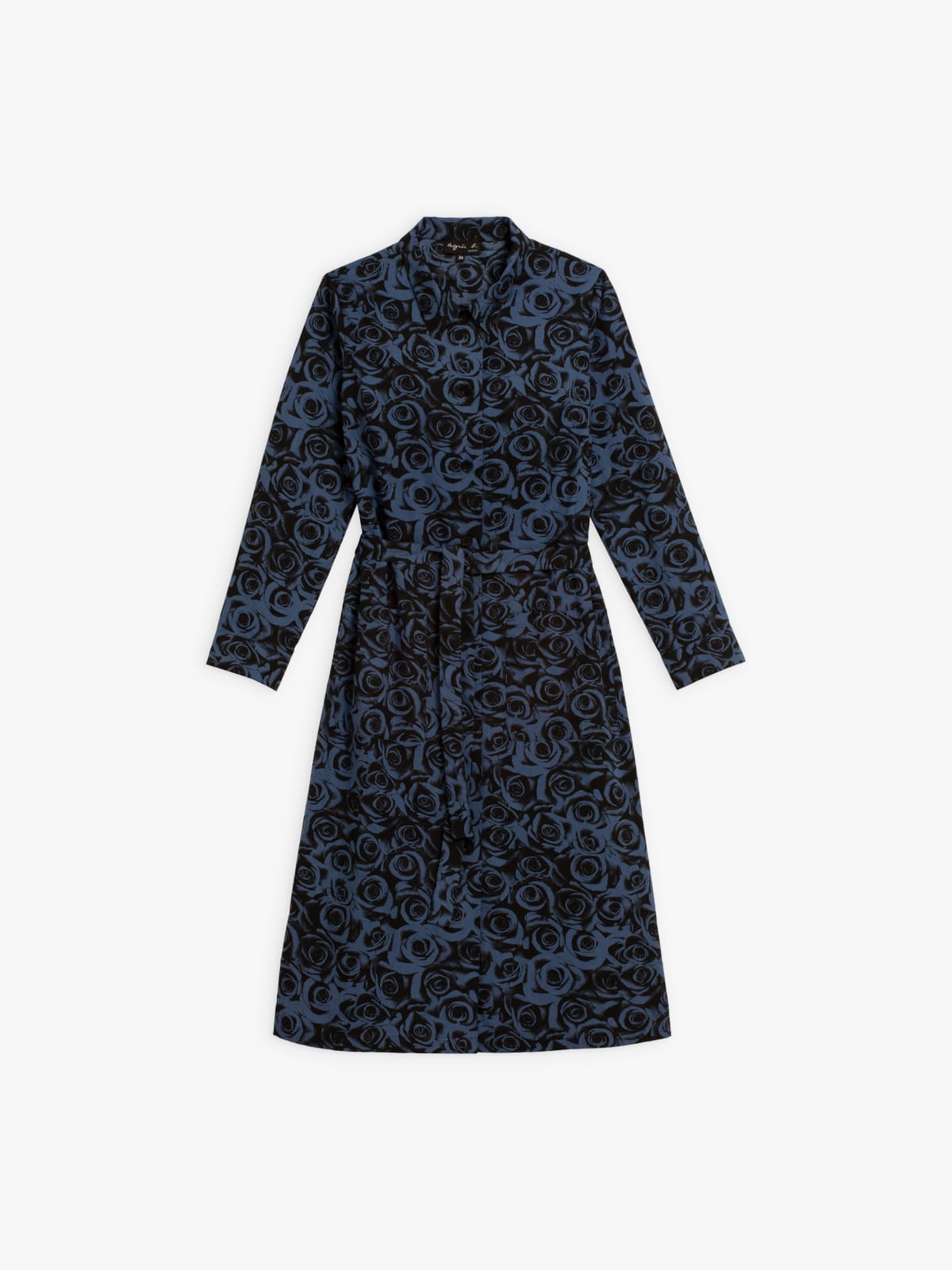 blue floral print cotton shirt dress