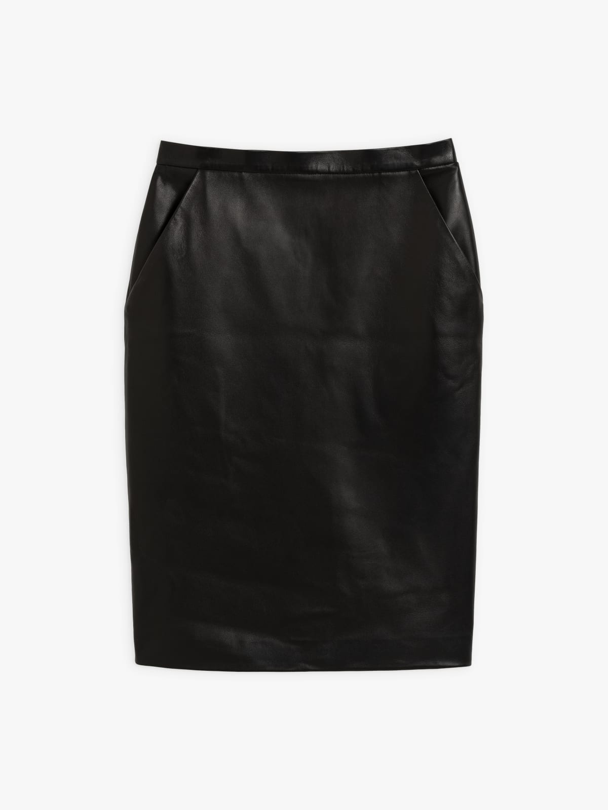 black lambskin leather skirt