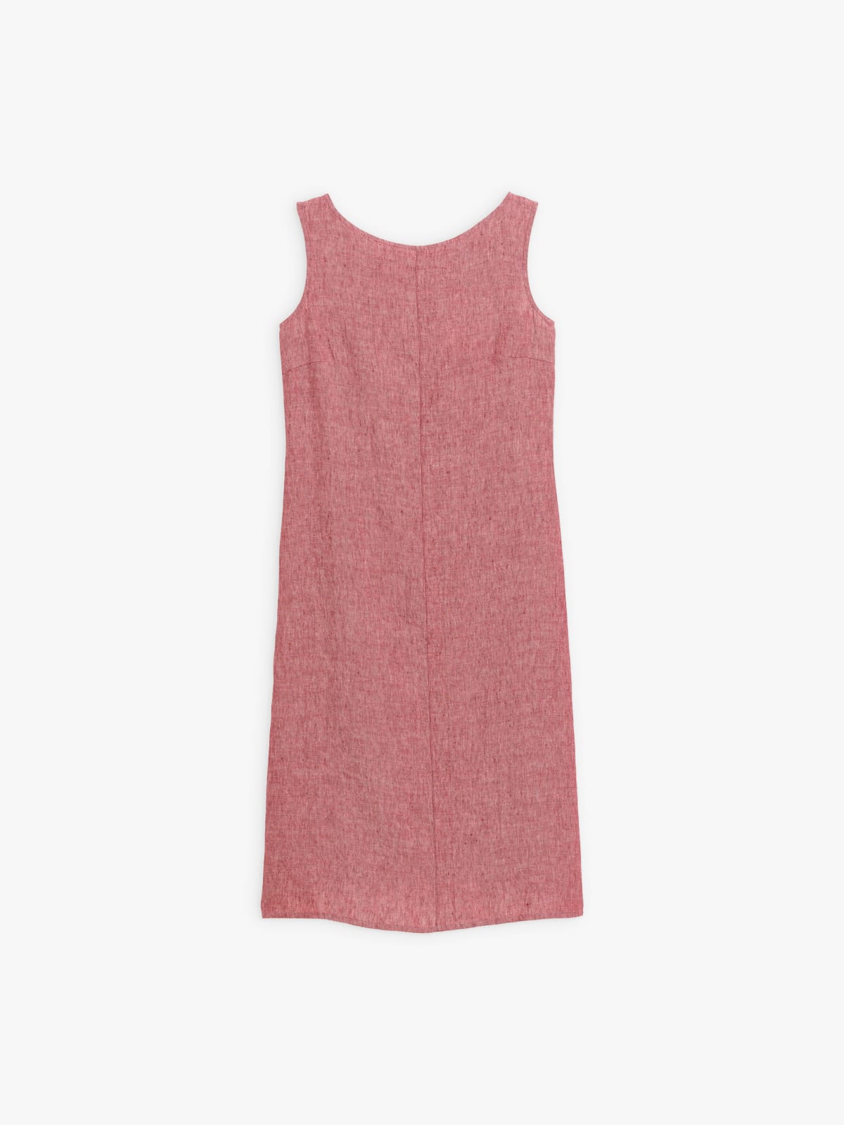 red sleeveless linen dress