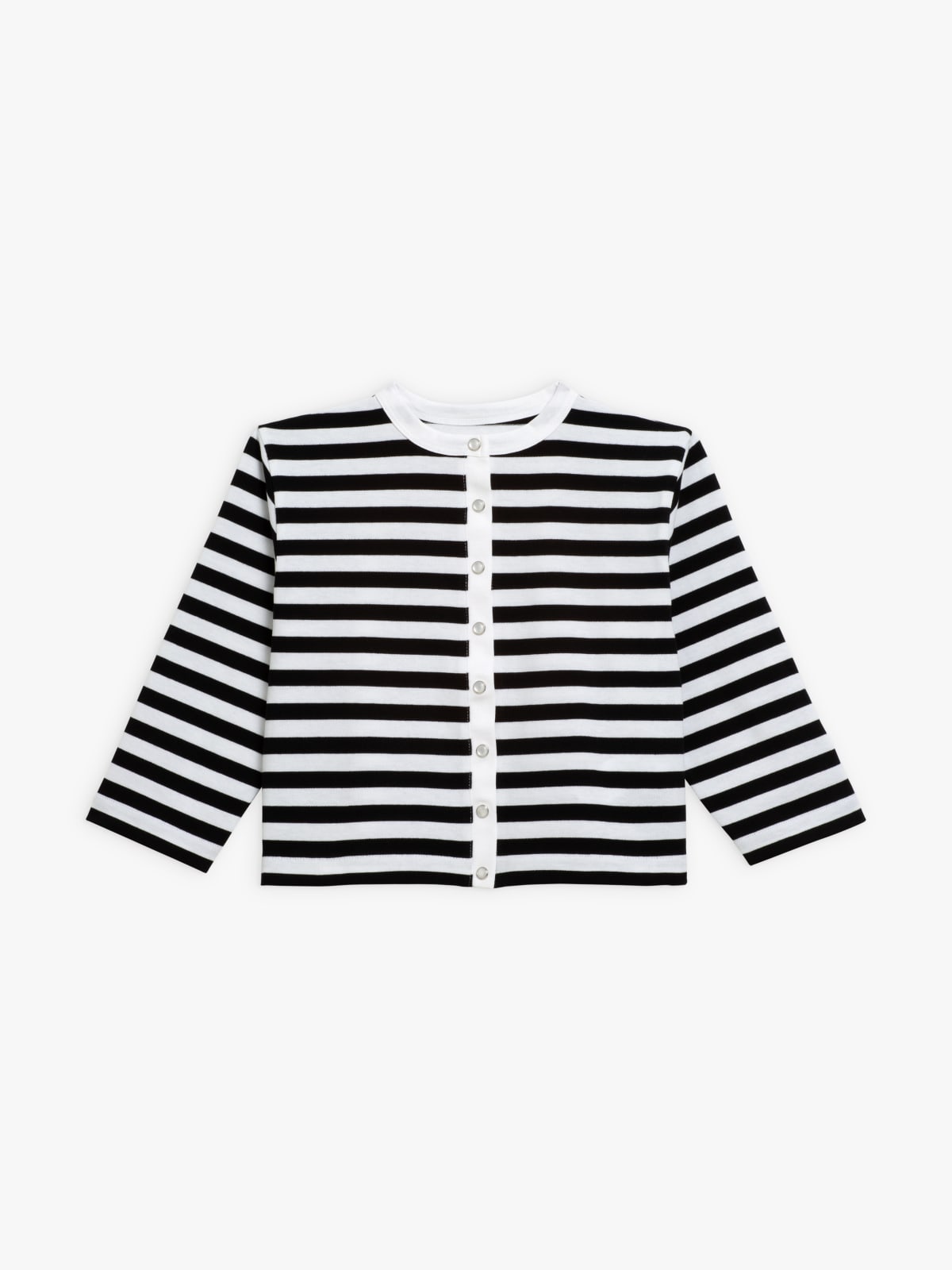 black and white cotton jersey snap cardigan