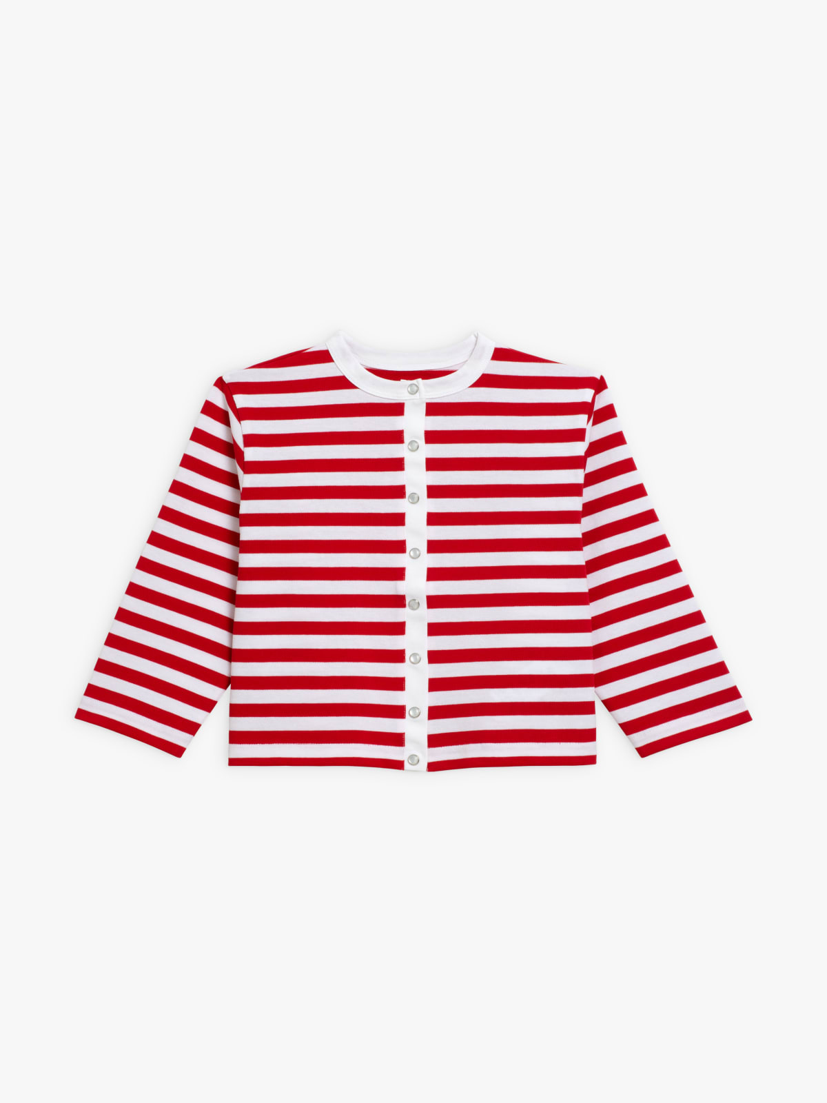 cardigan pressions en jersey de coton rouge et blanc