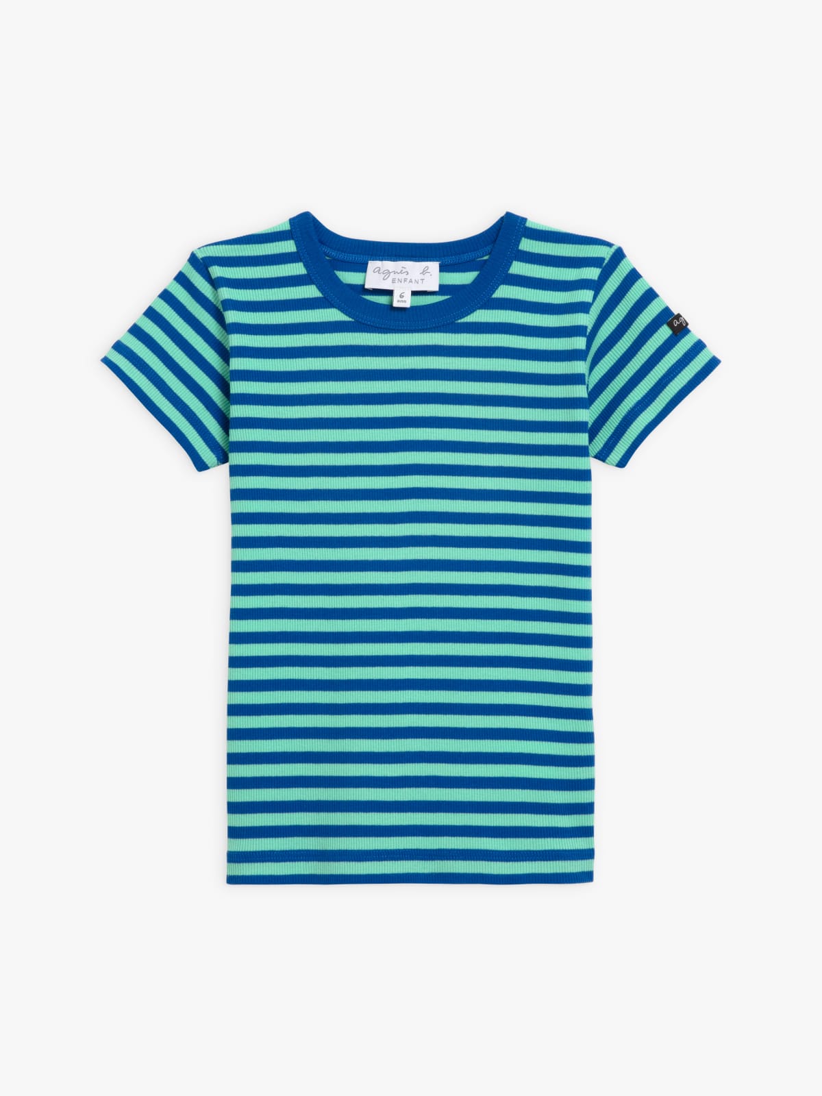 green and blue cotton ribbed 8/8 striped New Boogie t-shirt