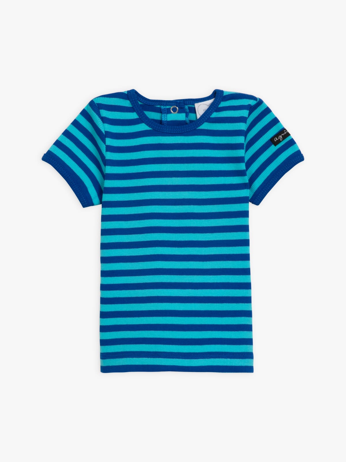 blue cotton ribbed 8/8 stripes Macio baby top