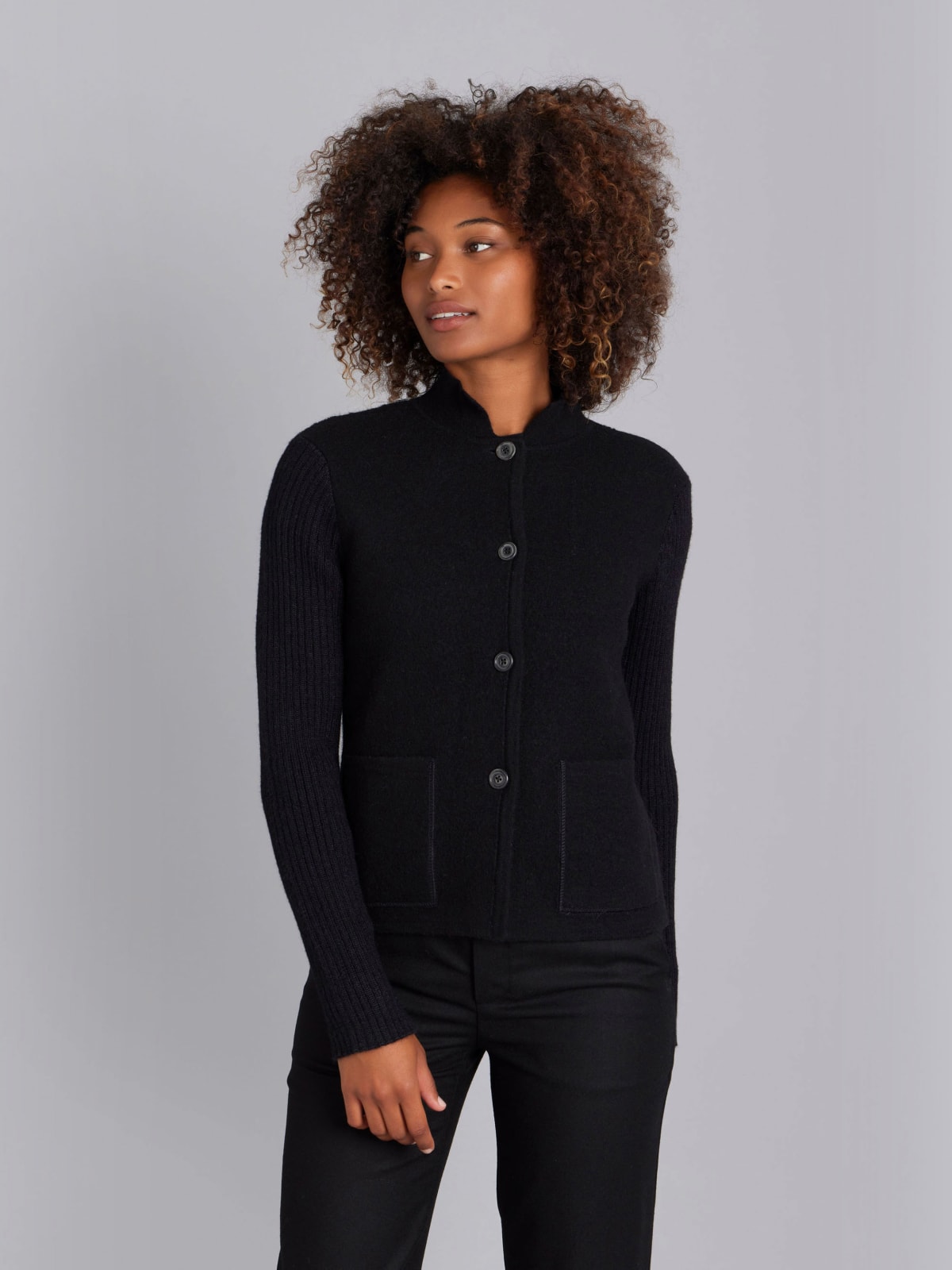 black woollen jacket